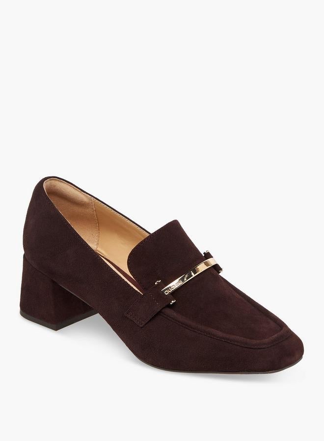 DUCHINI Women Block Heel Leather Loafers - Image 3